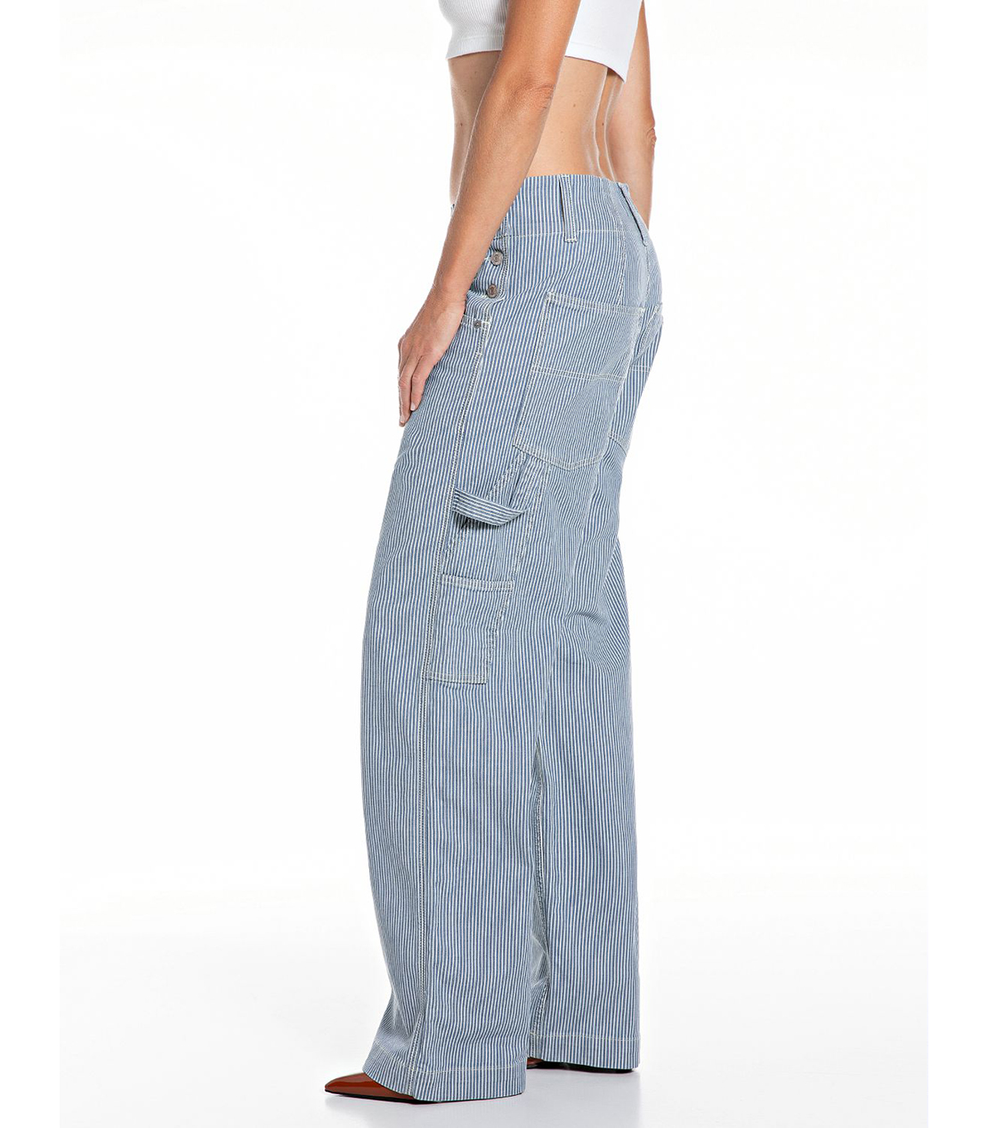 コードレーンストライプワークワイドパンツ 詳細画像 ダークブルー 3